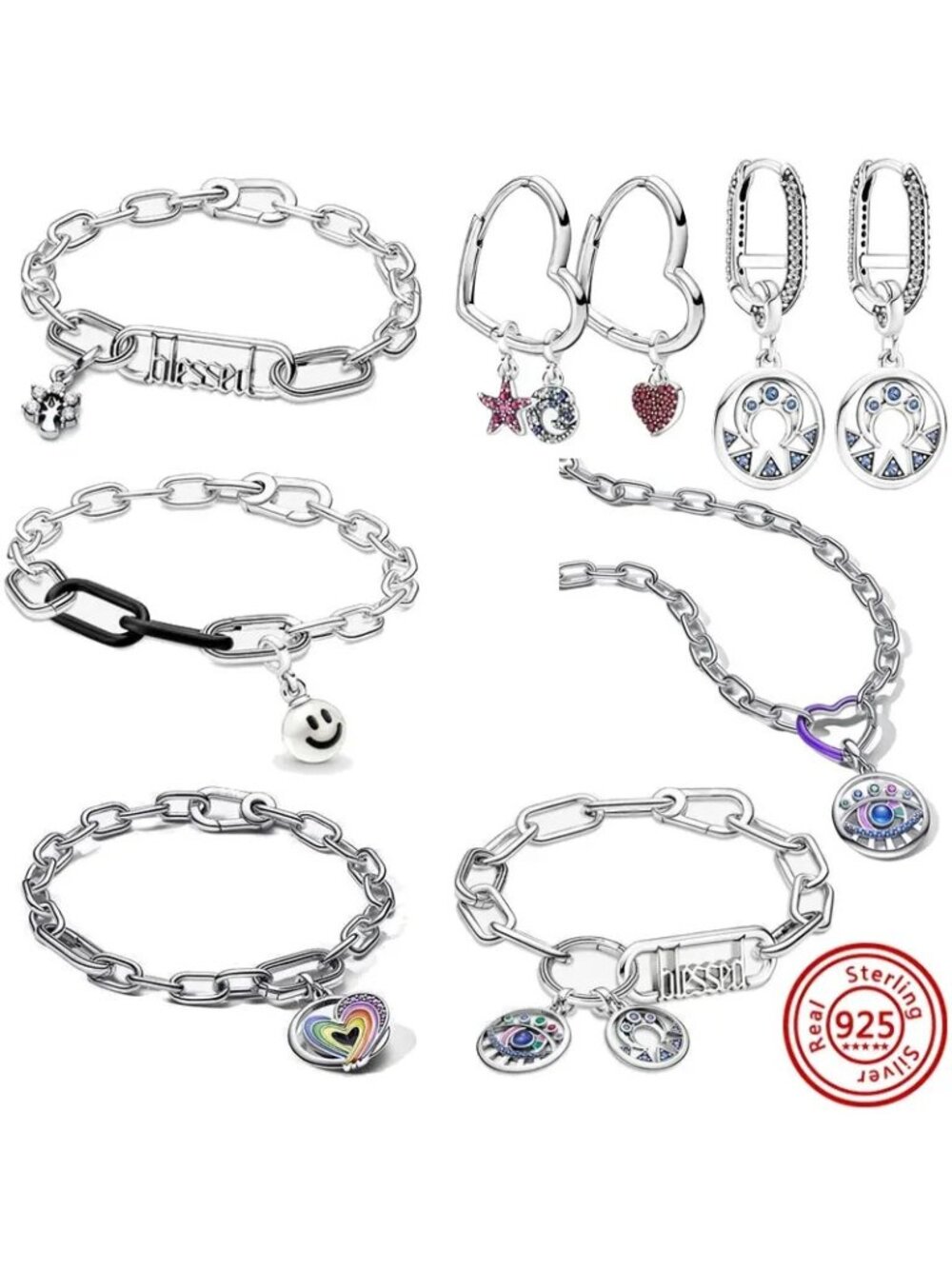 Oval link Pandora Bracelet Silver Gold Rose